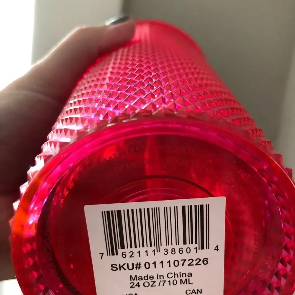 Starbucks hot pink studded holiday tumbler cup NEW